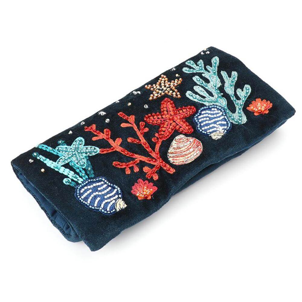 Peace of Mind Velvet Embroidered Jewellery Roll